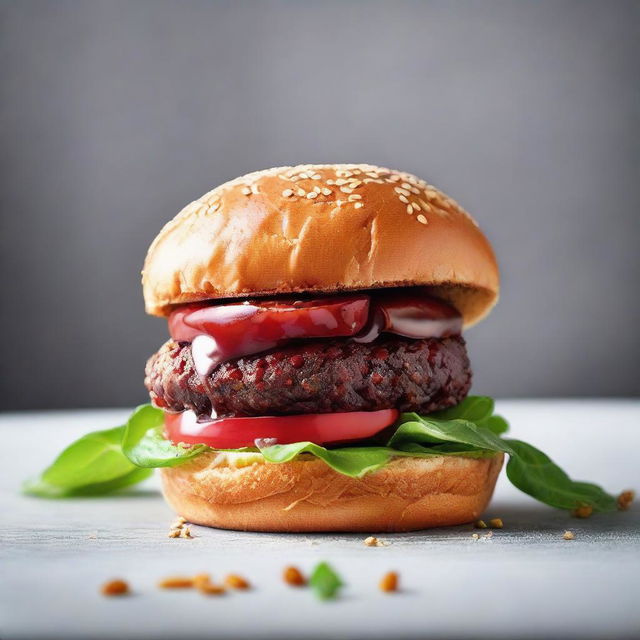 A deceptively tasty dessert burger in supreme close-up, showcasing surprising but delightful sweet elements pretending to be traditional burger ingredients.