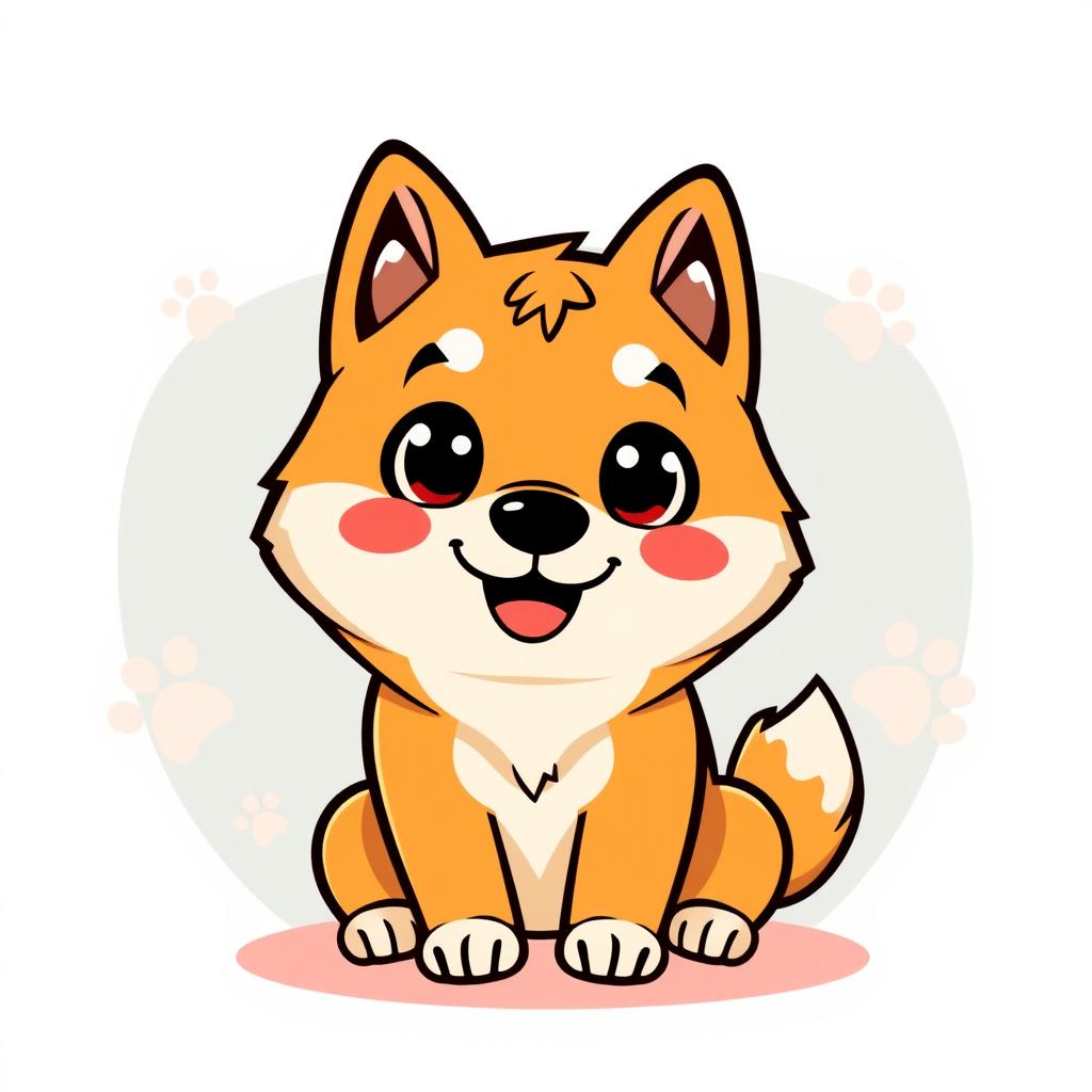 A cute vector style logo design featuring an Akita Inu dog