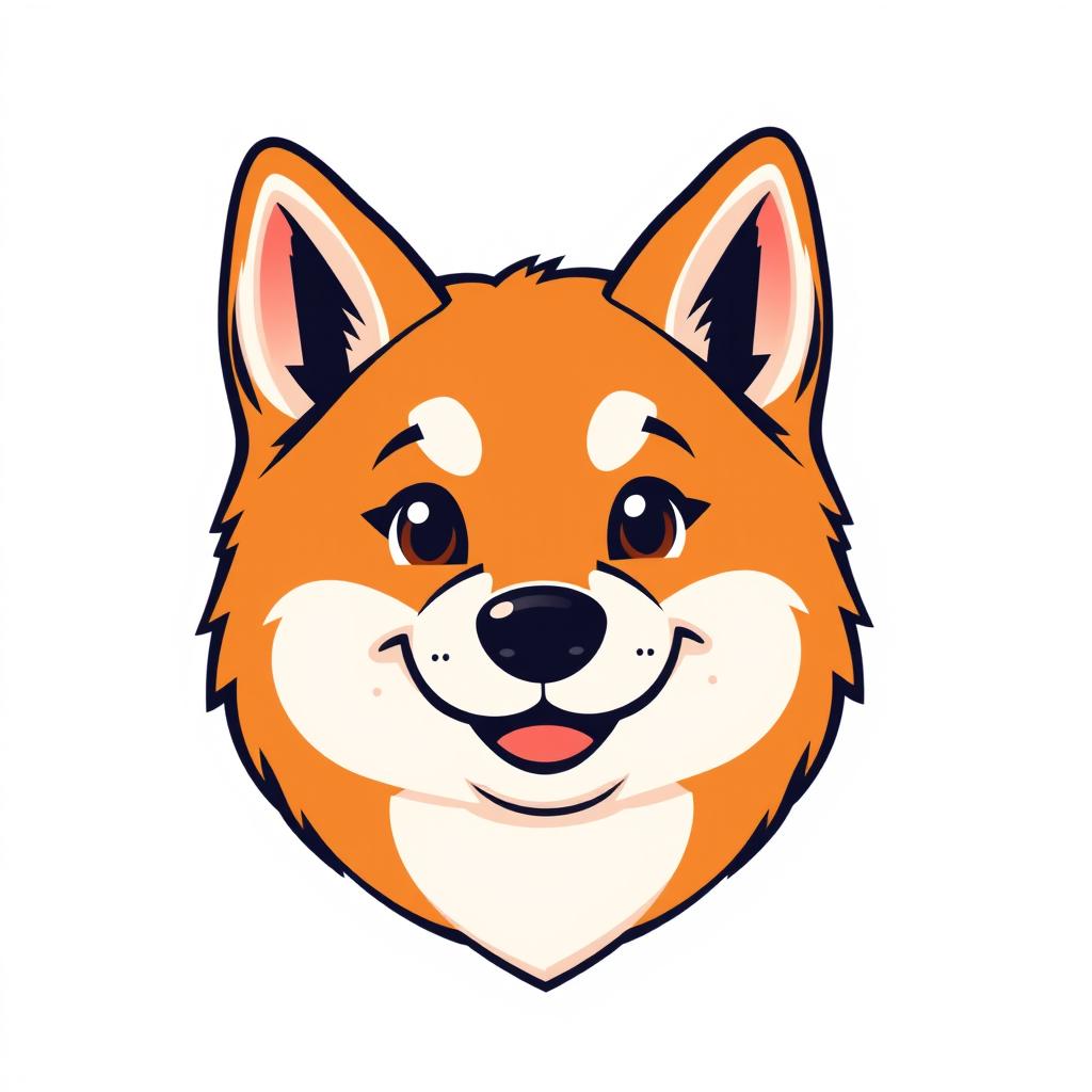 Logo design featuring the head of a cute Akita Inu dog in a vector style