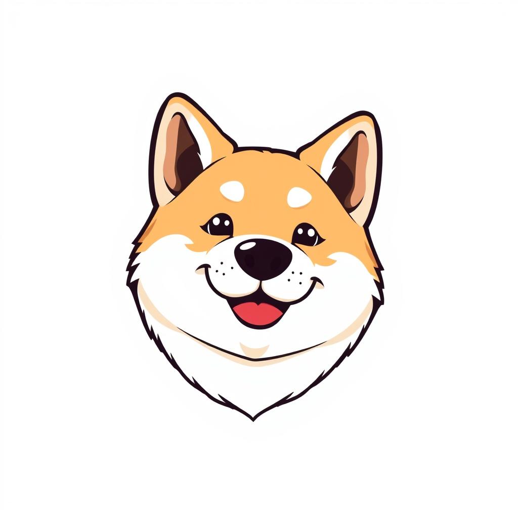 A logo design featuring the head of a cute and playful Akita Inu dog in a vector style