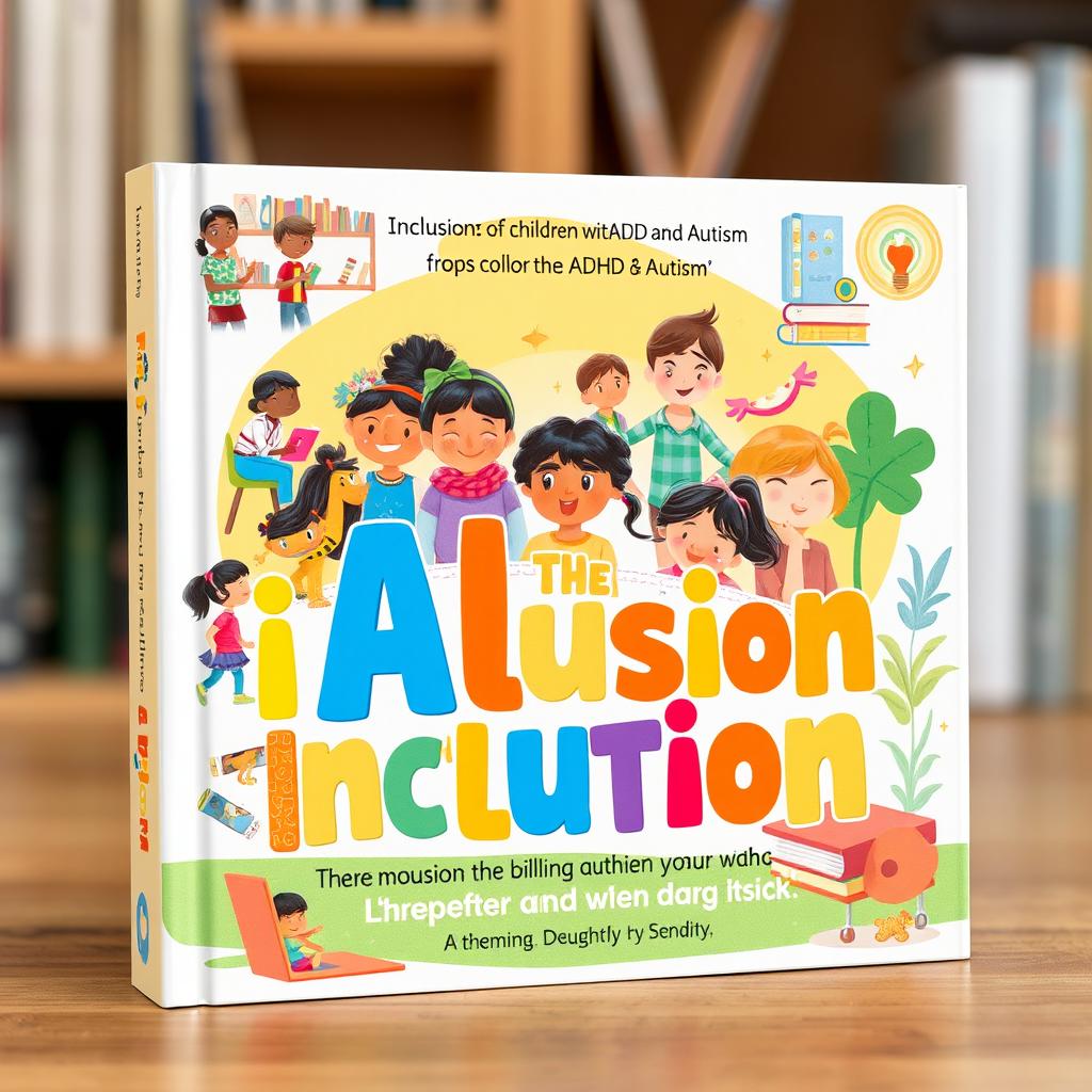 A captivating book cover design focused on the inclusion of children with ADHD and autism
