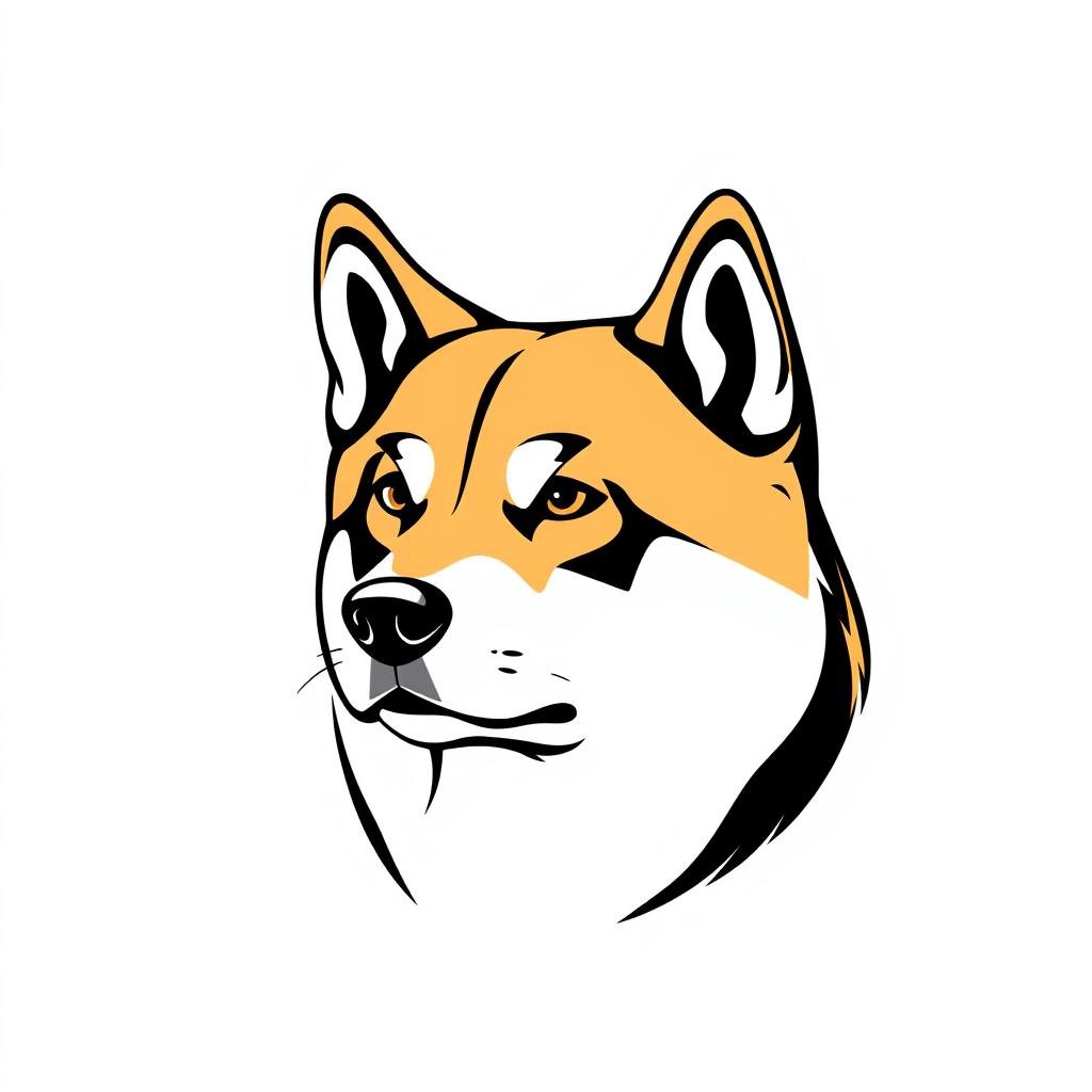 A logo design showcasing the head of an Akita Inu dog in a stylized vector format, emphasizing a clean and modern drawing style