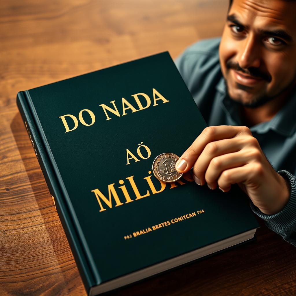A dark green book titled "Do Nada Ao Milhão" lying flat on a wooden surface