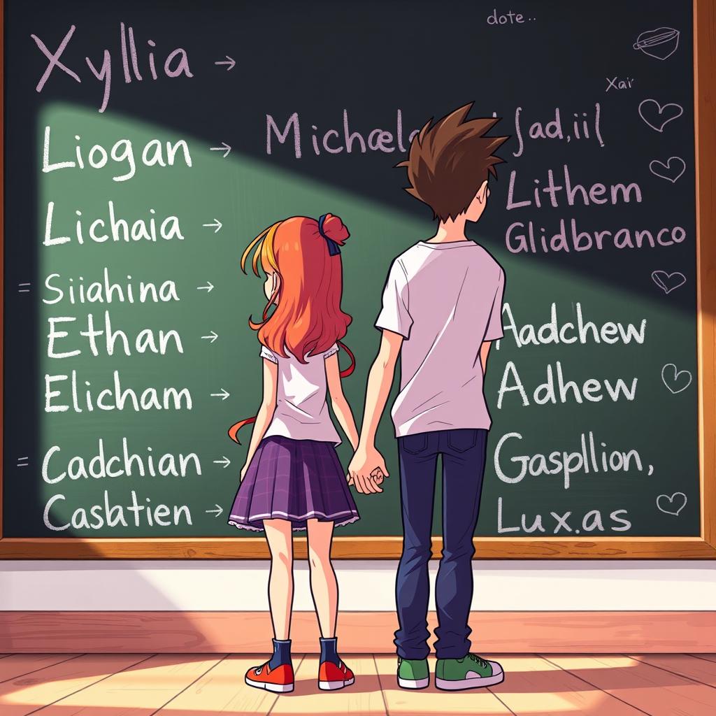 A colorful animated book cover featuring a girl and a boy standing back-to-back, holding hands, their faces turned away from the viewer