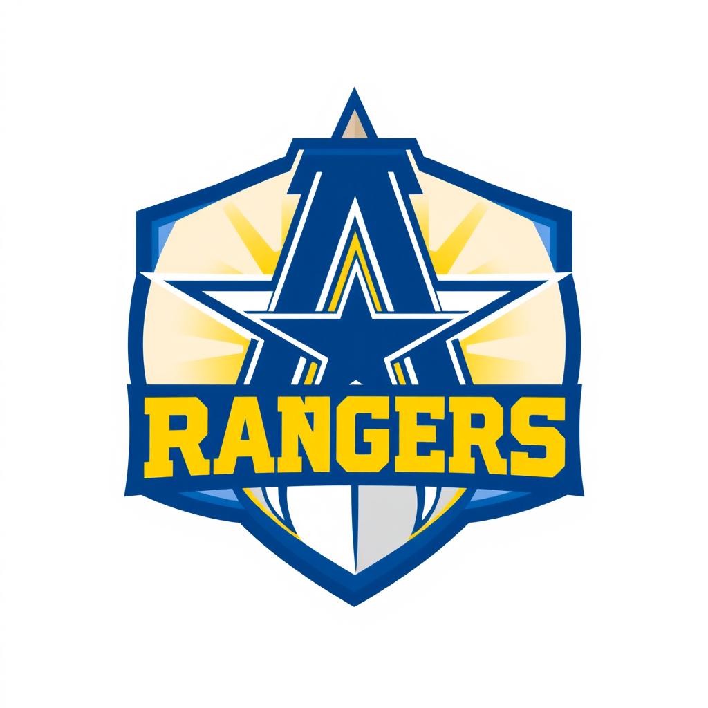 Logo design for the Arau Rangers American Football team, prominently featuring a bold 'A' in the center, inspired by the Dallas Cowboys