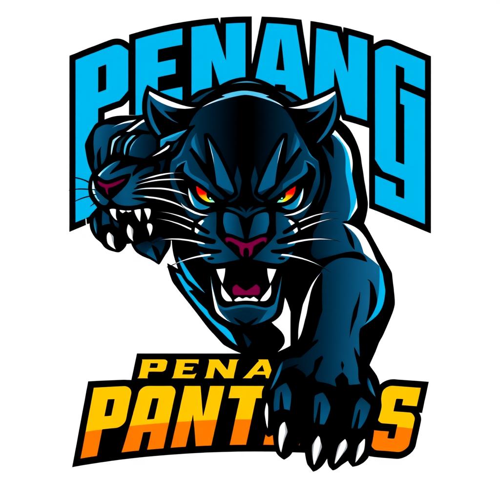 Digital illustration of the Penang Panthers American Football team logo, featuring a fierce panther in an aggressive pose