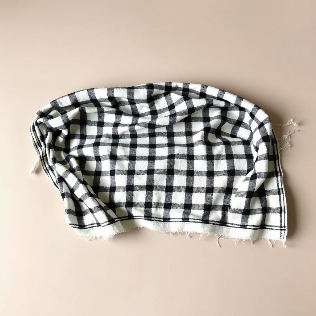 An empty shemagh, a traditional Middle Eastern scarf, laid out elegantly on a flat surface