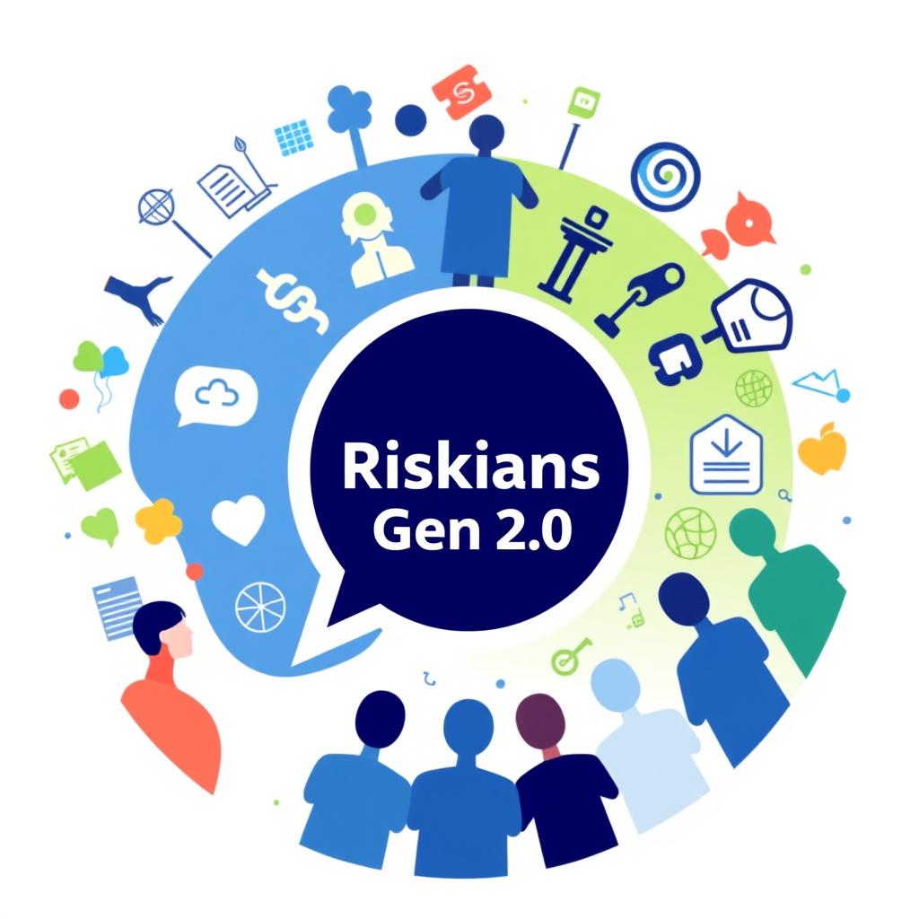 A vibrant and modern WhatsApp group photo for a team named "Riskians Gen 2