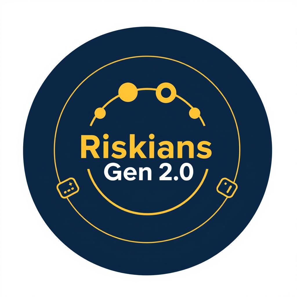 A creative WhatsApp group photo themed as a professional logo for the team "Riskians Gen 2