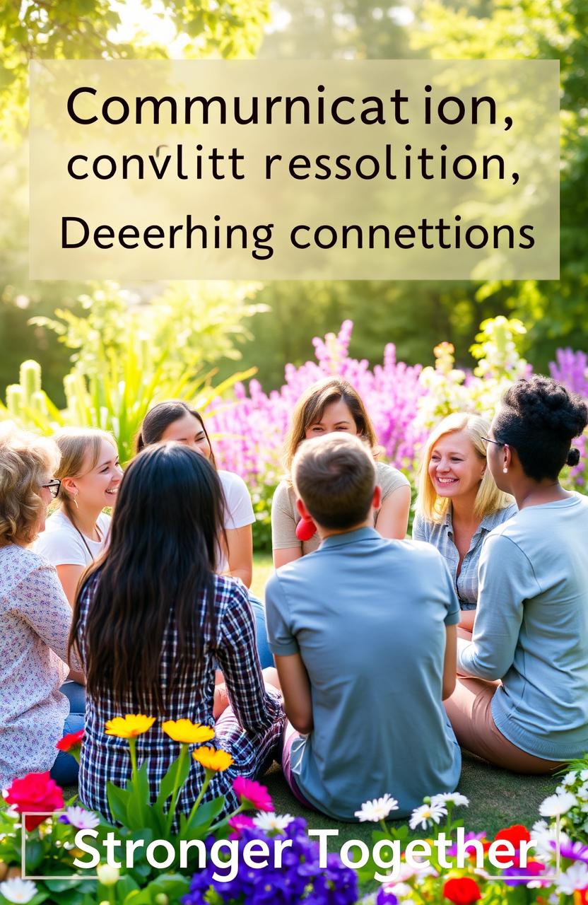 A serene and uplifting scene representing the themes of communication, conflict resolution, and deepening connections