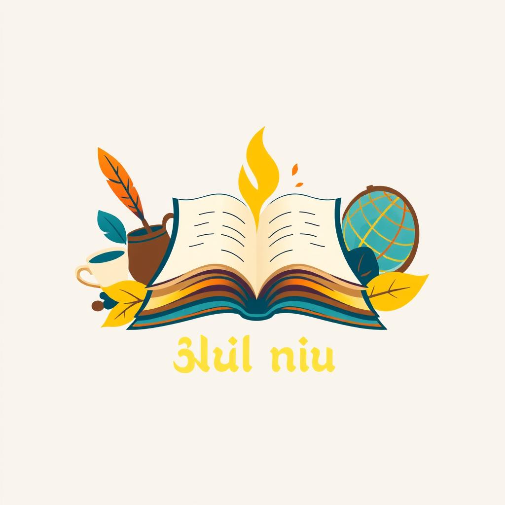 A vibrant and creative logo design for a book-related brand named 'کتاب باز' (meaning 'Book Open' in English)