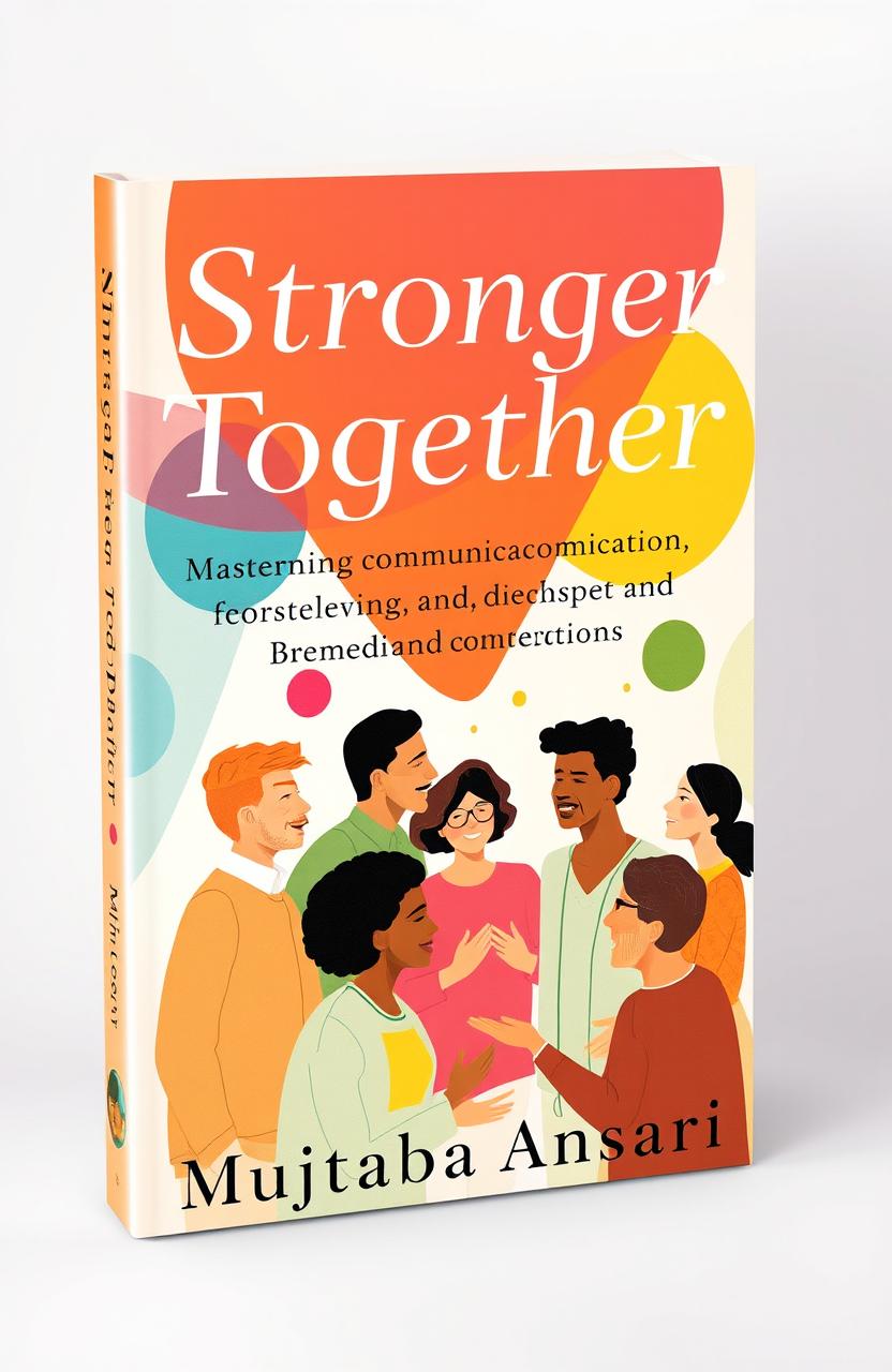 A book cover design for 'Stronger Together: Mastering Communication, Resolving Conflict, and Deepening Connections' by Mujtaba Ansari
