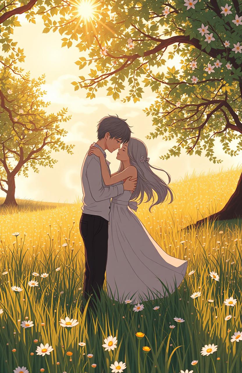 The ending scene of the novel 'Among the Five Hearts', capturing the emotional aftermath of the romantic and dramatic climax