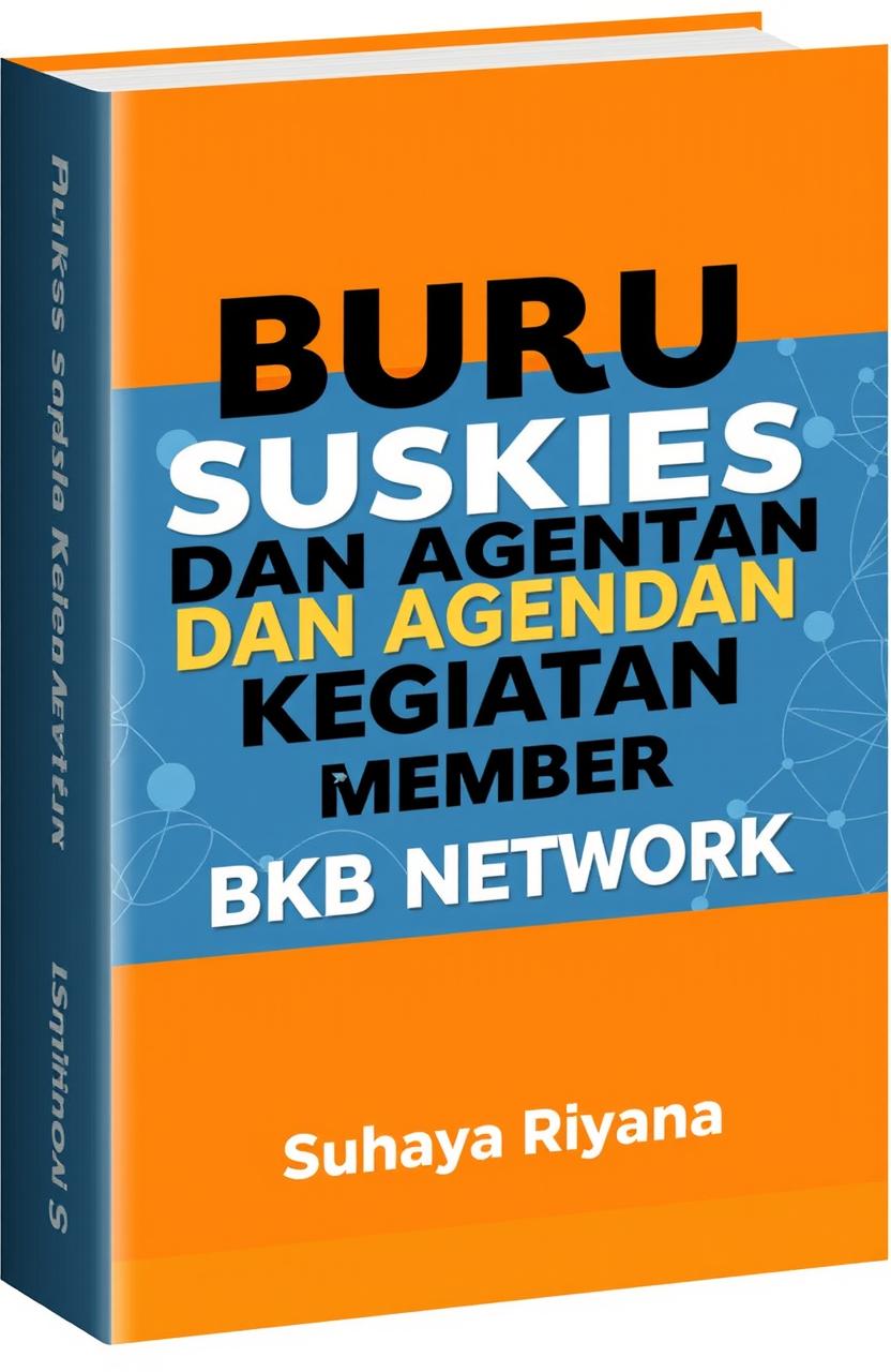 A visually appealing book cover design for a book titled 'BUKU SUKSES DAN AGENDA KEGIATAN MEMBER BKB NETWORK' written by Suhaya Riyana