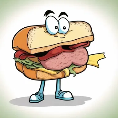 In the cartoon, the character swallowed a whole sandwich which went down his alimentary tract.