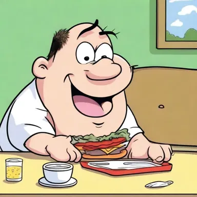 In the cartoon, the character swallowed a whole sandwich which went down his alimentary tract.