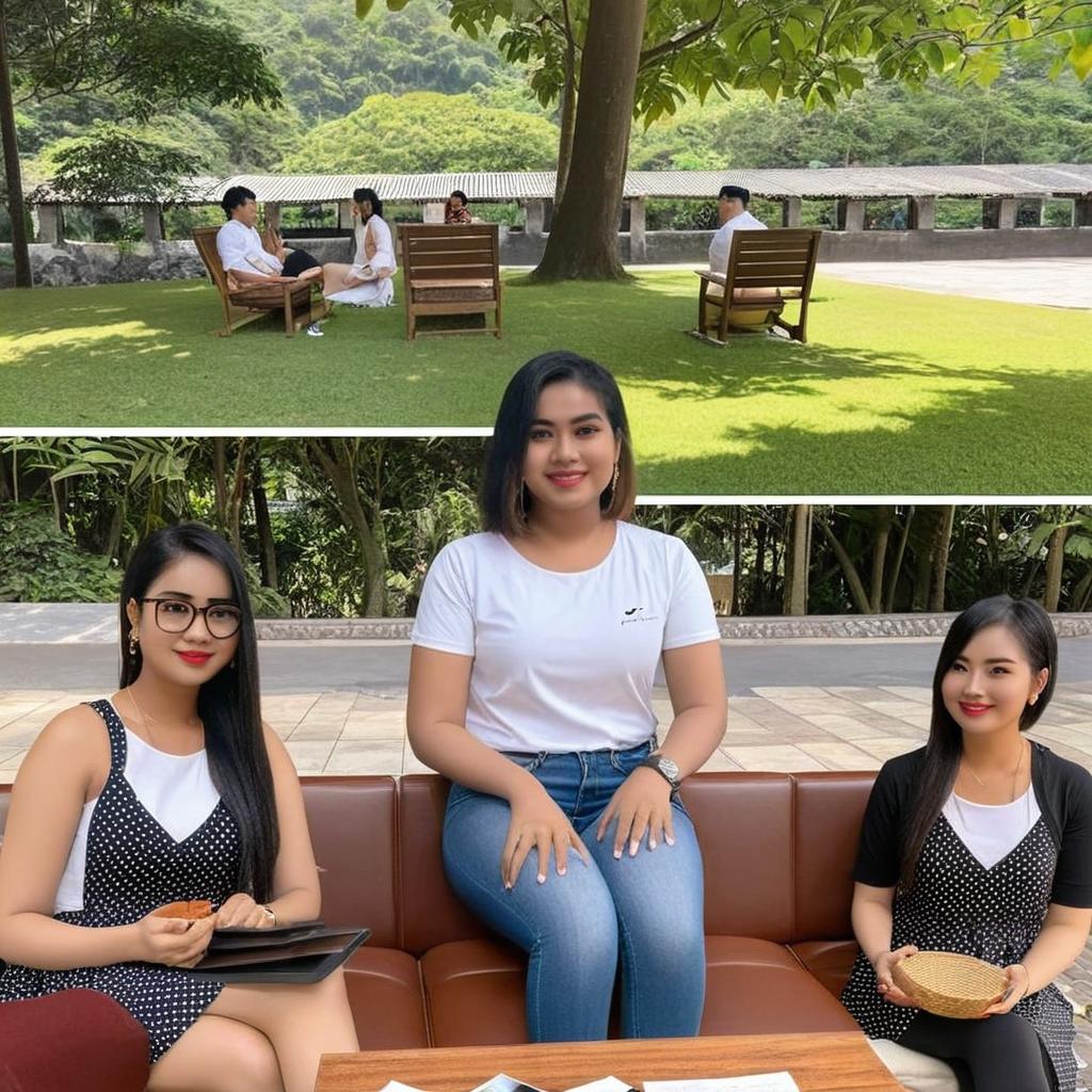 Please put the girl in first picture to sit in the second pictures sit and romatize it