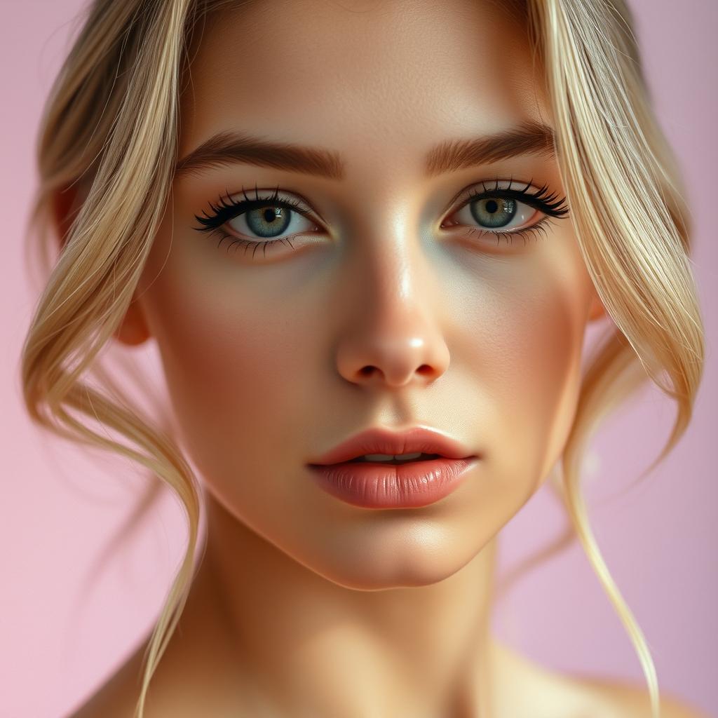An aesthetically pleasing portrait featuring a close-up of a face with soft, natural lighting