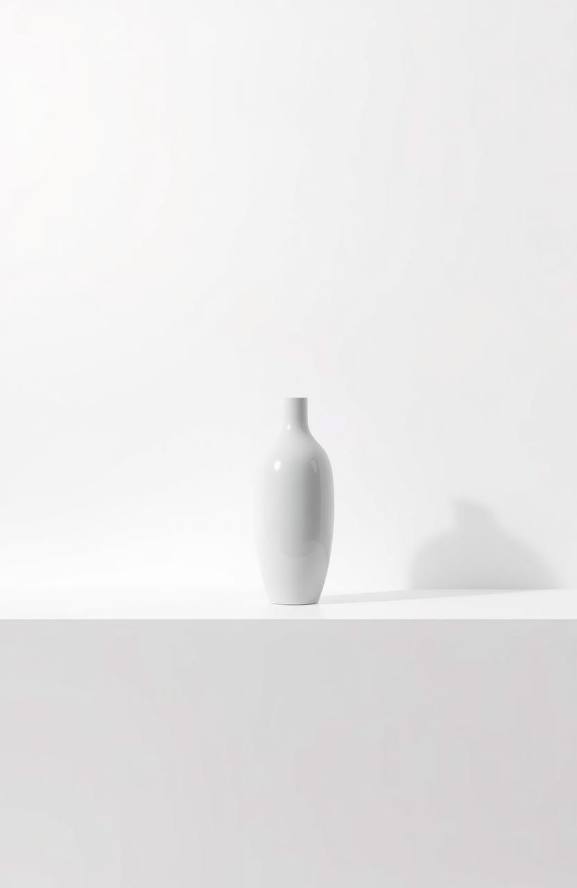 A simple and minimalist design featuring a single elegant object centered on a plain background