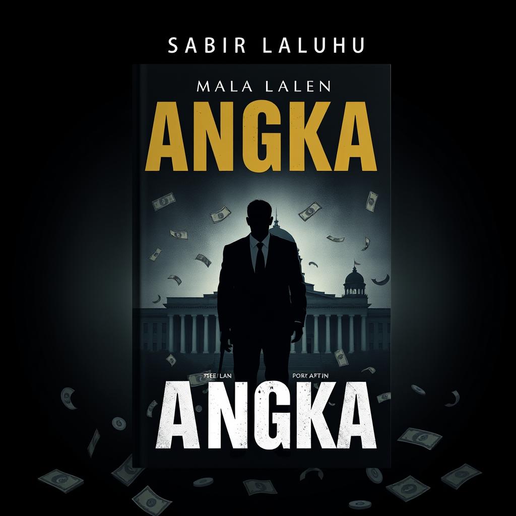 A striking book cover design for a novel titled "ANGKA" by Sabir Laluhu