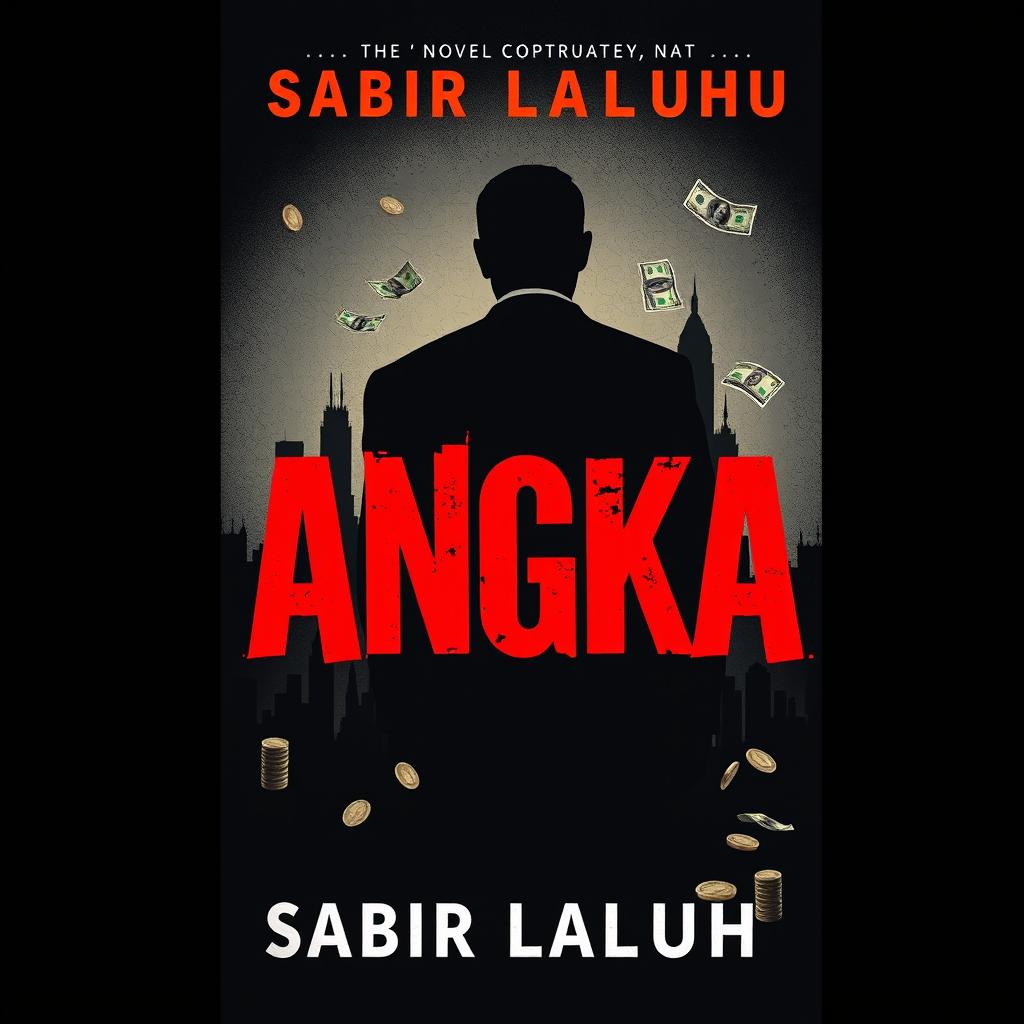 A striking book cover design for a novel titled "ANGKA" by Sabir Laluhu
