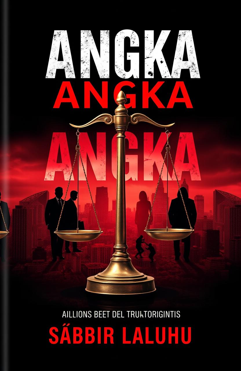A dramatic and captivating book cover design for a novel titled "ANGKA" by Sabir Laluhu