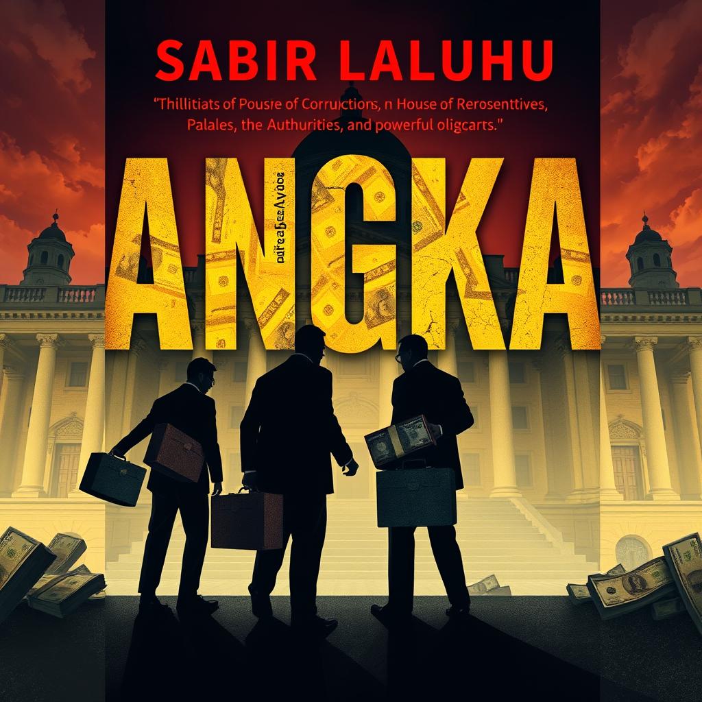 A striking book cover for a novel titled "ANGKA" by Sabir Laluhu