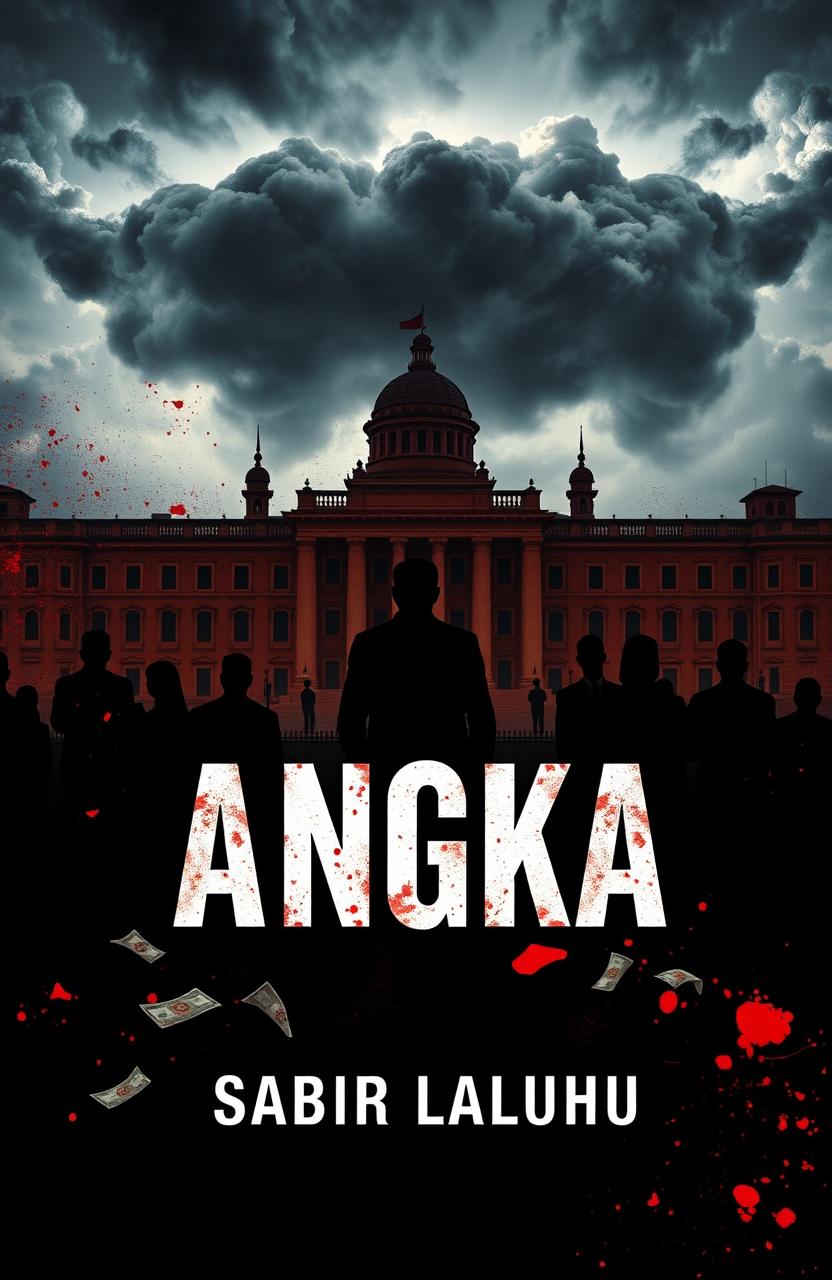 A striking novel cover design for a book titled "ANGKA" by author Sabir Laluhu