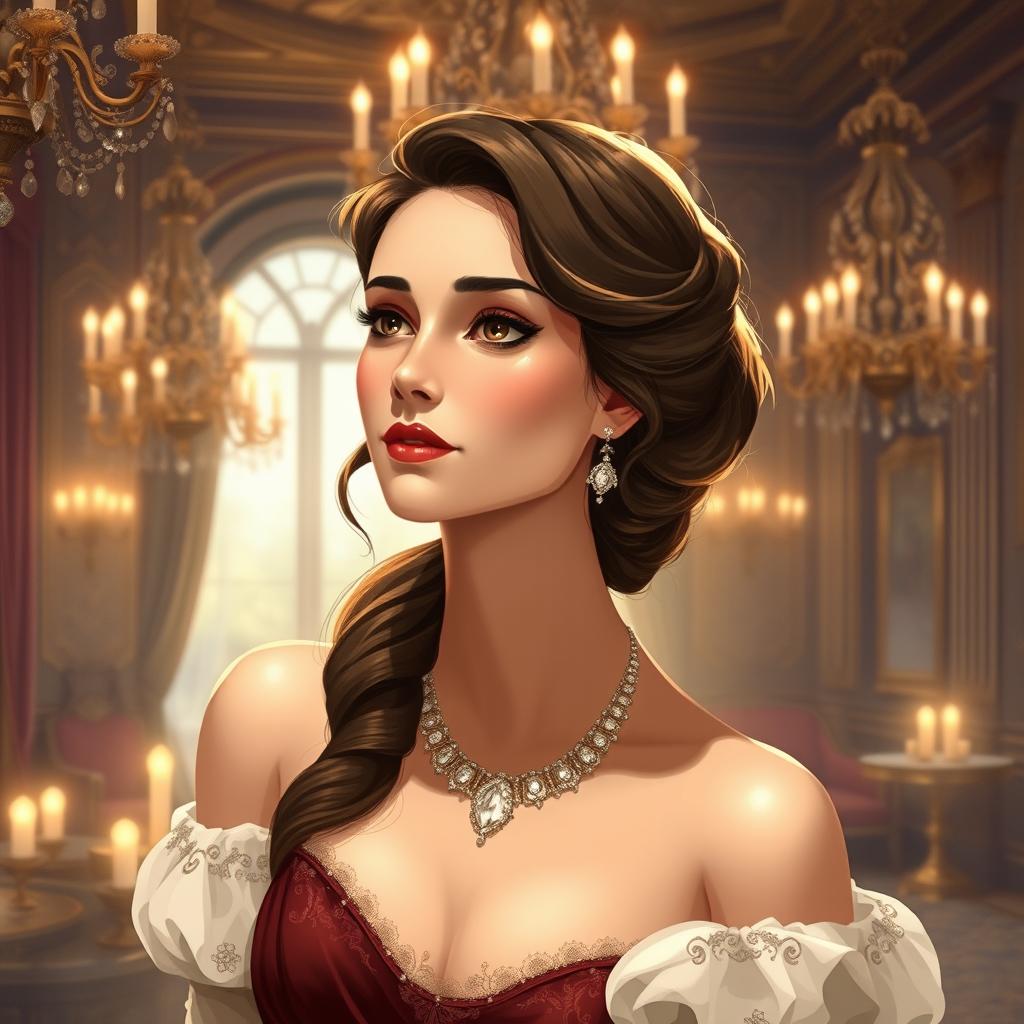 An elegant and romantic illustration inspired by Guy de Maupassant's 'The Necklace'