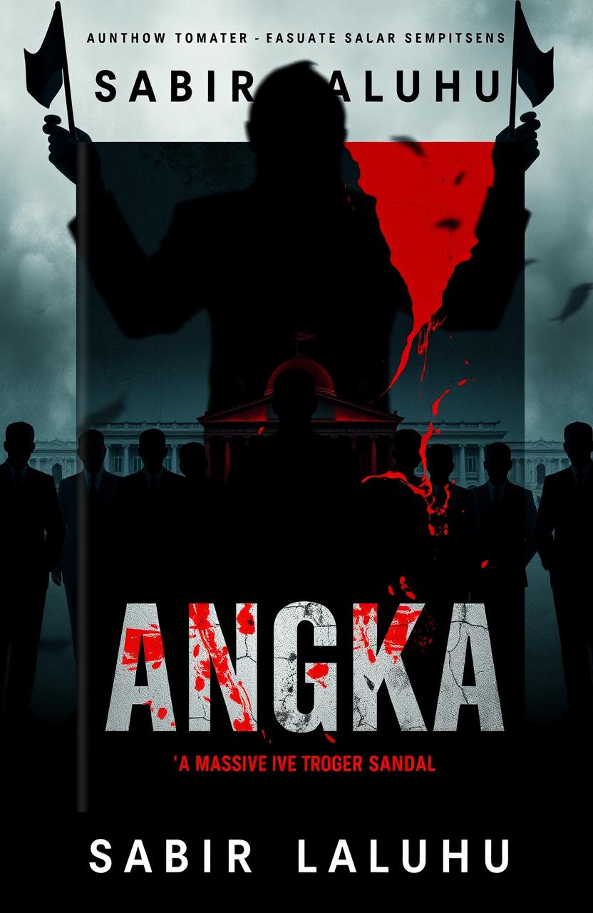 A striking novel cover design for a crime drama titled 'ANGKA', featuring the author's name, Sabir Laluhu