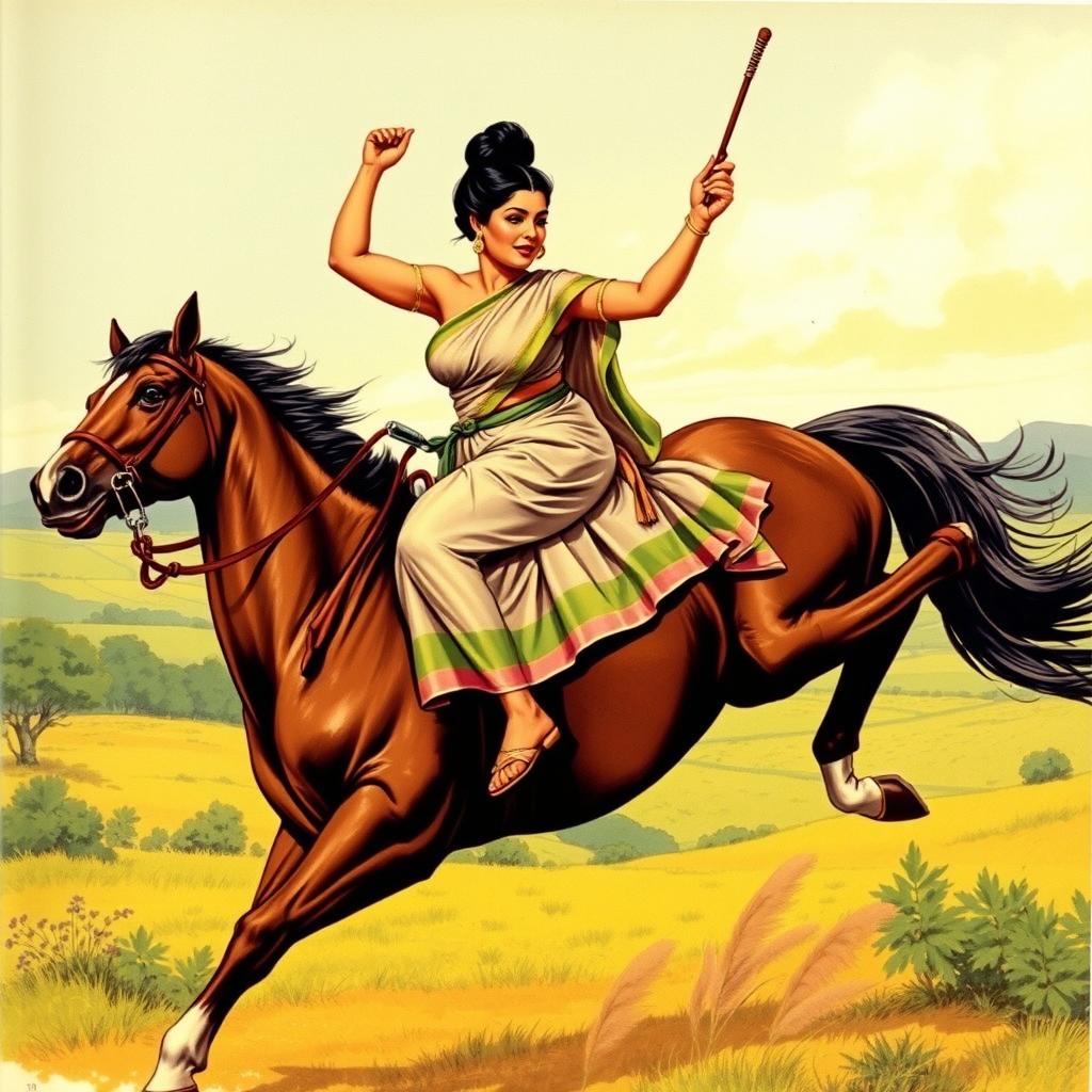 A plus size Bengali woman with her hair styled in a bun, elegantly dressed in a traditional saree that exposes her midriff