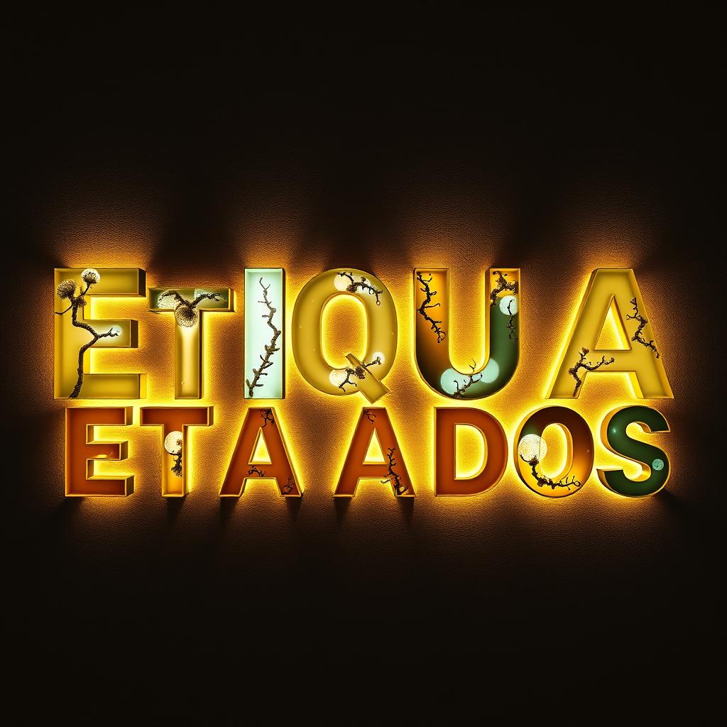 The word 'E T I Q U E T A D O S' crafted in a bold typography style reflecting modern graphic design