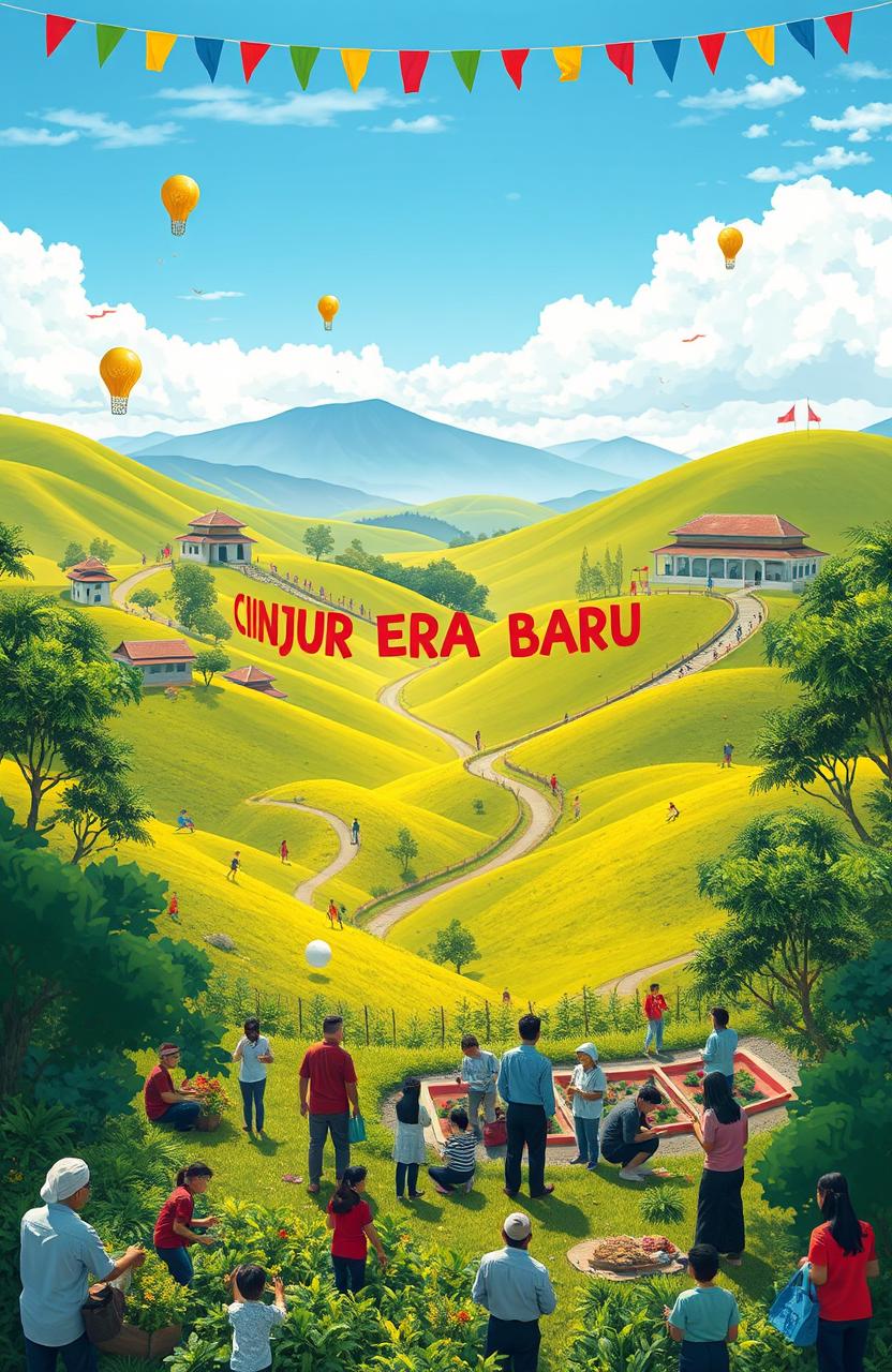 A captivating visual representation of Cianjur Era Baru, depicting a vibrant journey filled with ideas and hopes