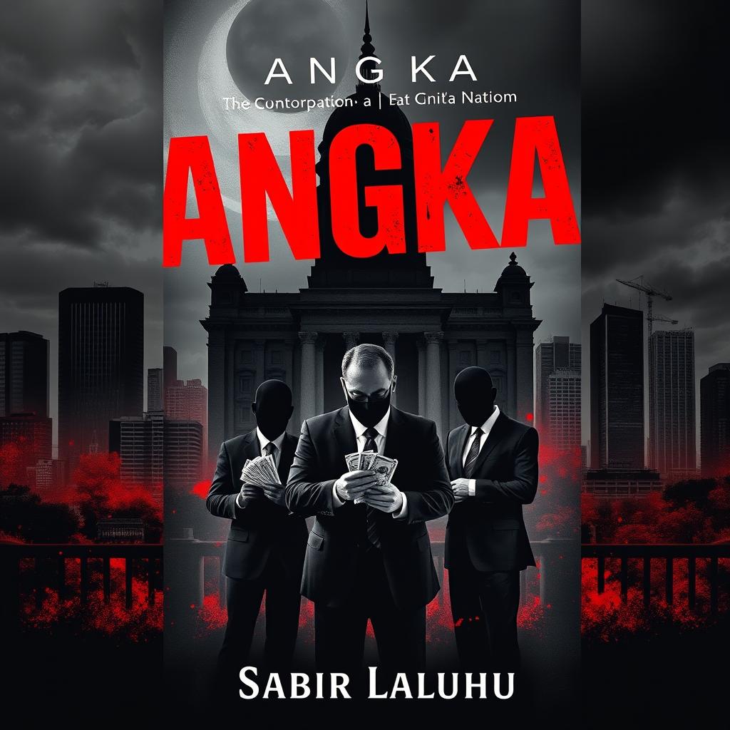 A striking novel cover design for a book titled "ANGKA" by Sabir Laluhu