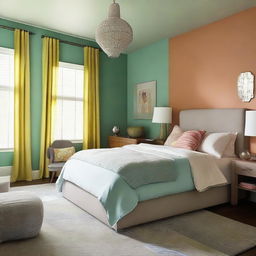 A modern bedroom featuring a harmonious color combination