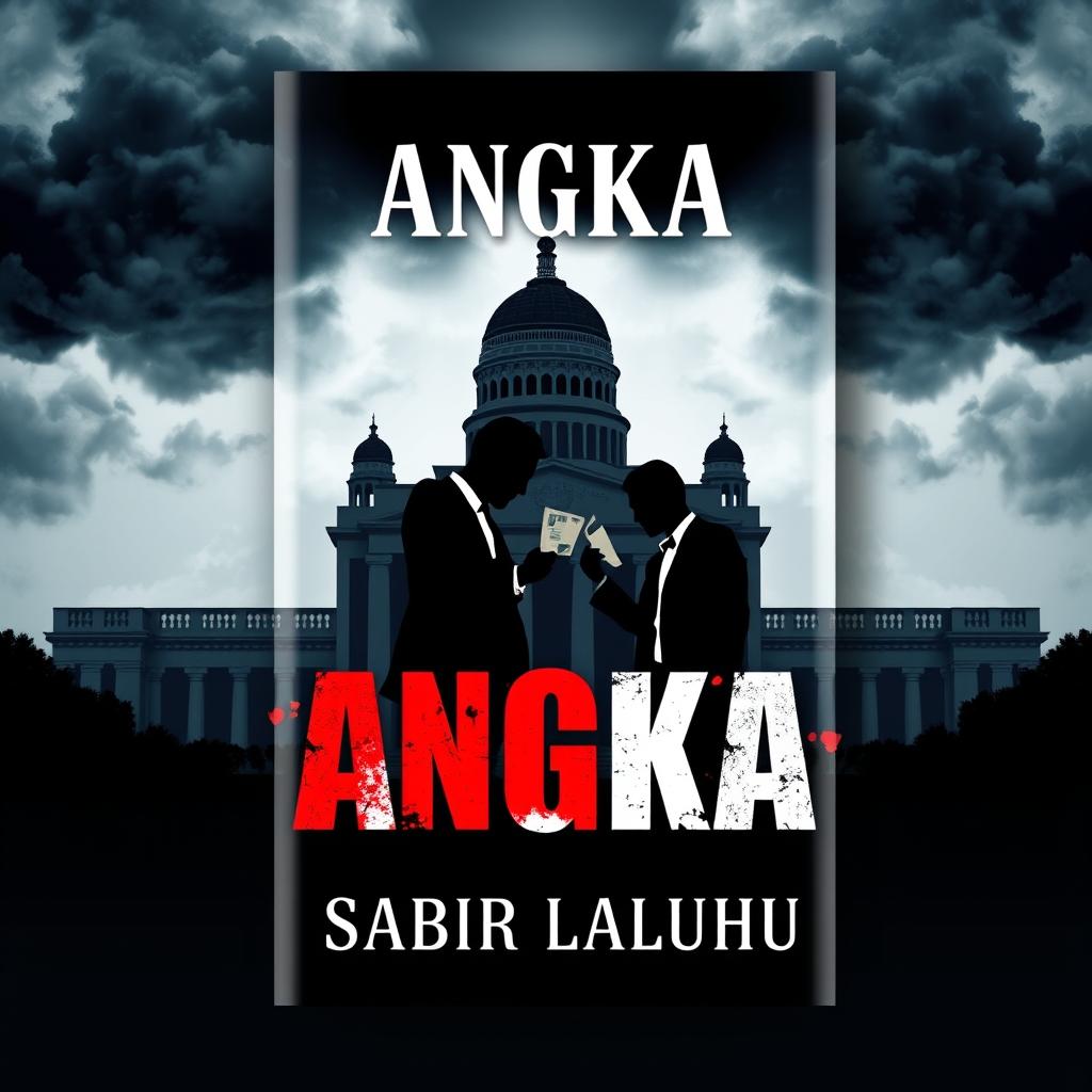 An engaging and dramatic novel cover design for a book titled "ANGKA" by Sabir Laluhu