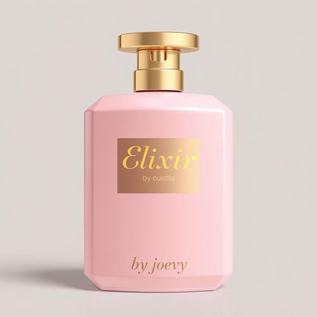 A luxurious perfume bottle designed in a powder pink color