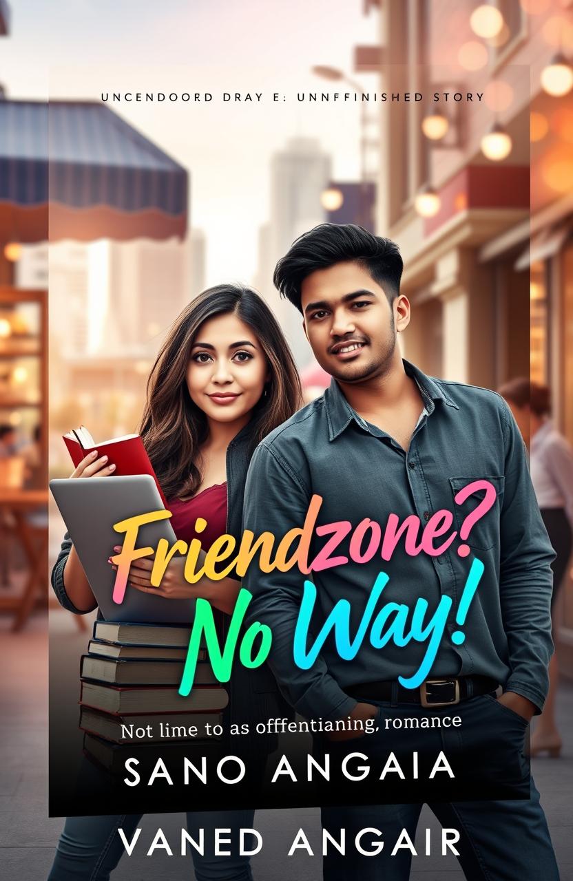 A captivating book cover design for a contemporary romance novel titled 'Friendzone? No Way!'