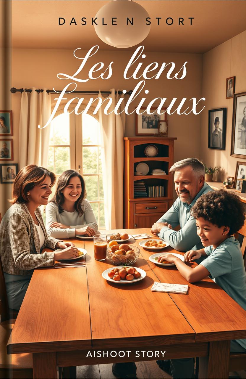 A visually striking book cover for a short story titled 'Les liens familiaux'