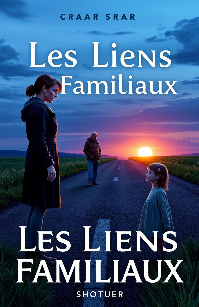 A dramatic and emotional cover for a short story titled "Les Liens Familiaux"