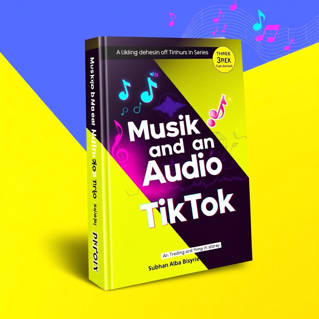 A sleek, modern book cover design for 'Musik dan Audio TikTok', the third book out of twelve in a series, authored by Subhan Alba Bisyrie