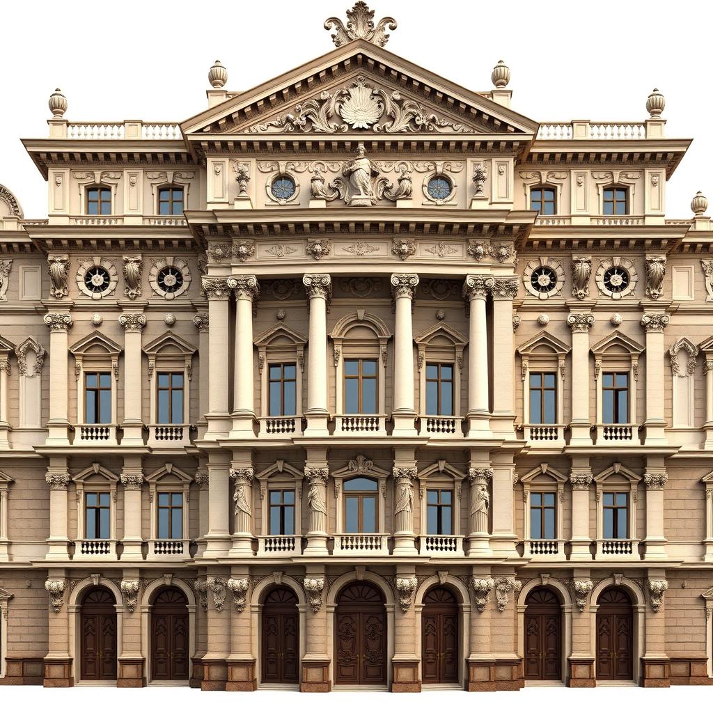 An intricate representation of a Baroque palazzo facade inspired by Bernini's style