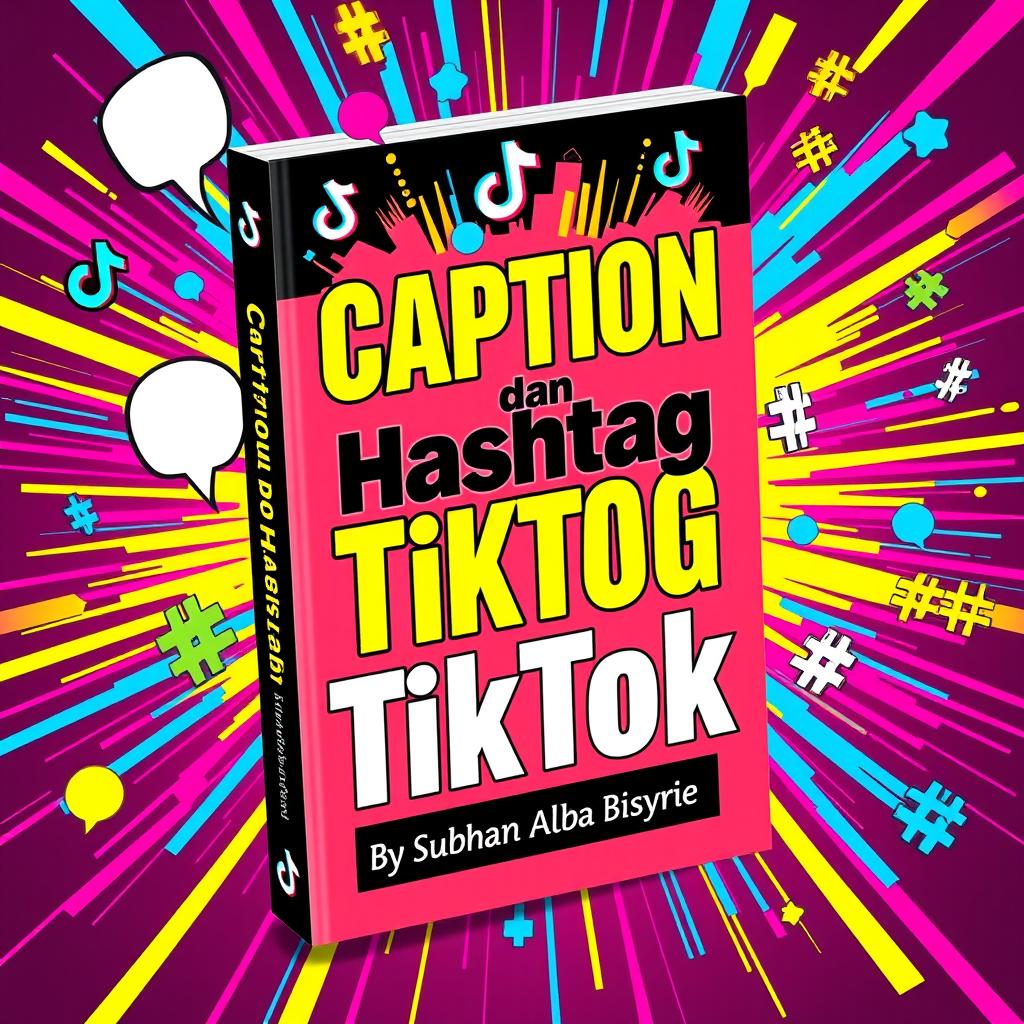 An eye-catching cover design for the book titled 'Caption dan Hashtag TikTok'