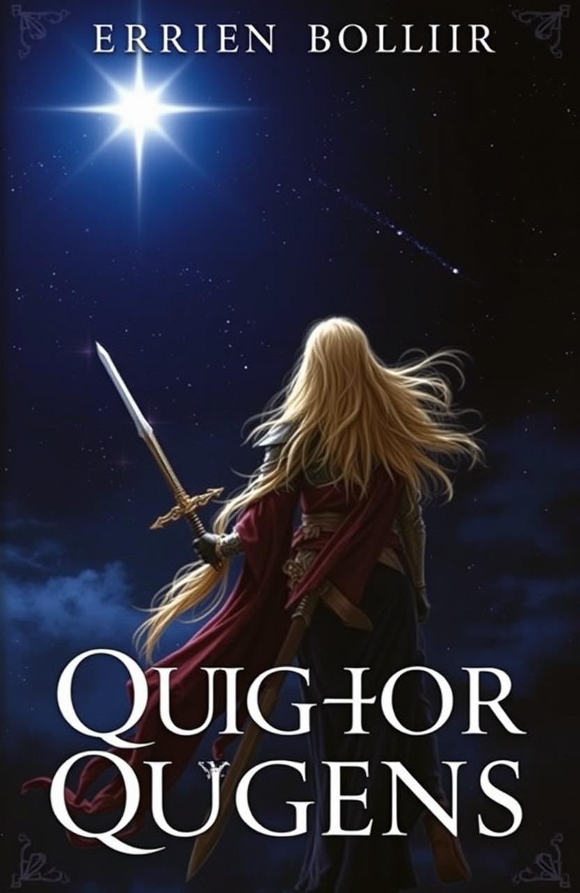 A fantasy book cover featuring a dark, starry sky with a single, bright star shining prominently