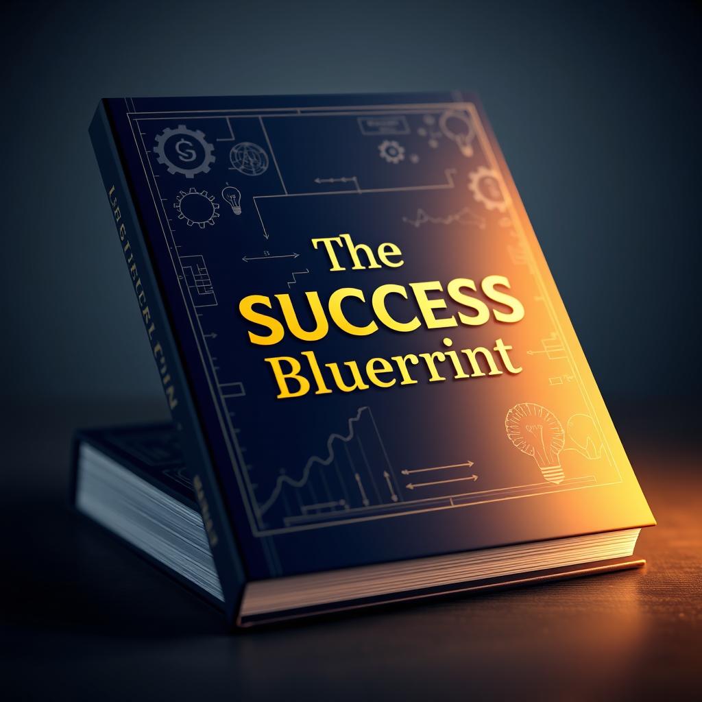 A captivating 3D book cover for 'The Success Blueprint' featuring a modern, sleek design
