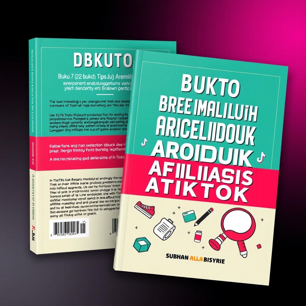 An attractive cover design for a book titled 'BUKU 7 (DARI 12 BUKU) TIPS MEMILIH PRODUK AFILIASI TIKTOK' by Subhan Alba Bisyrie