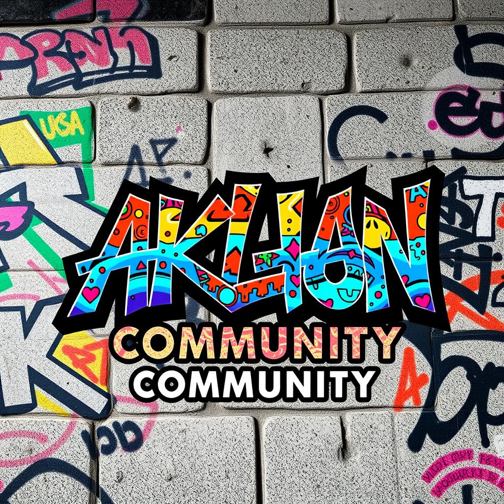 A striking hip-hop themed logo that prominently features the words 'AKLAN HIPHOP COMMUNITY' designed in an eye-catching graffiti style