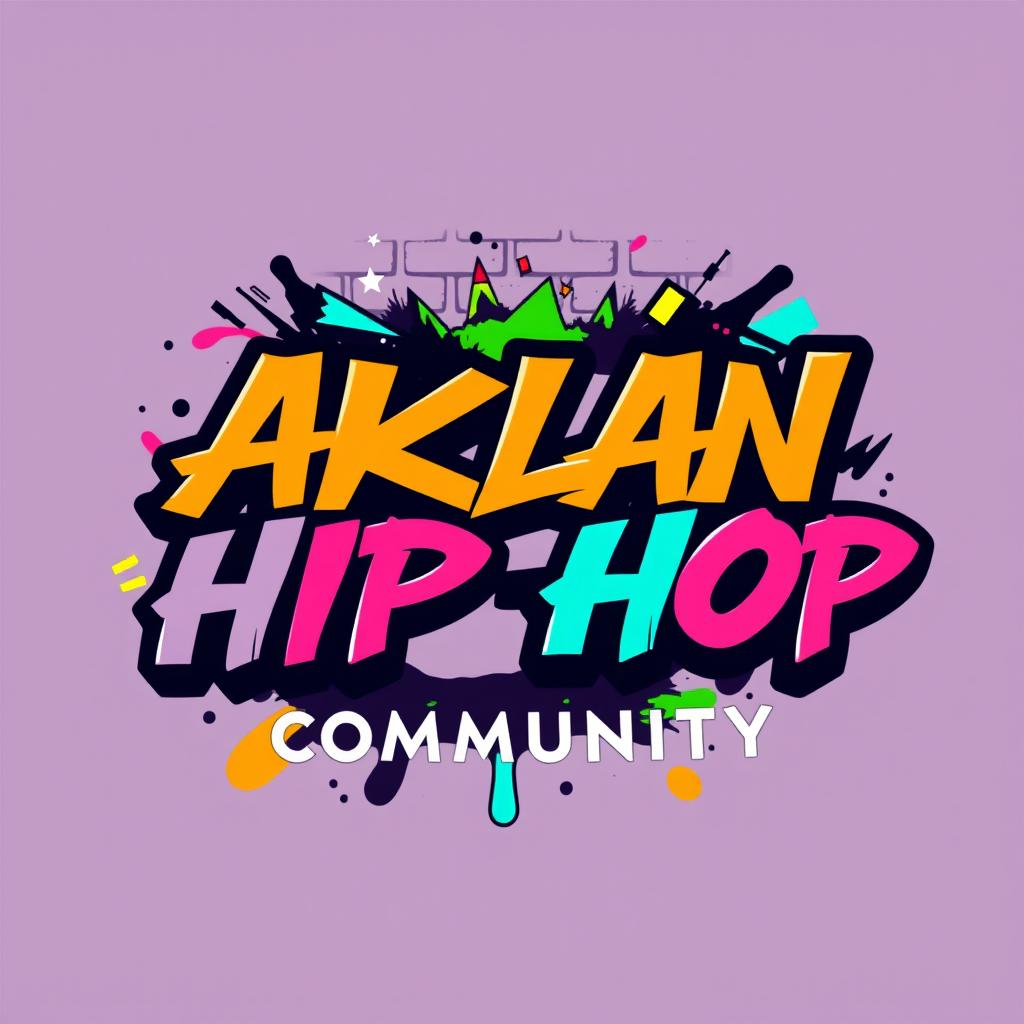 A vibrant hip-hop themed logo featuring the words 'AKLAN HIPHOP COMMUNITY' prominently displayed