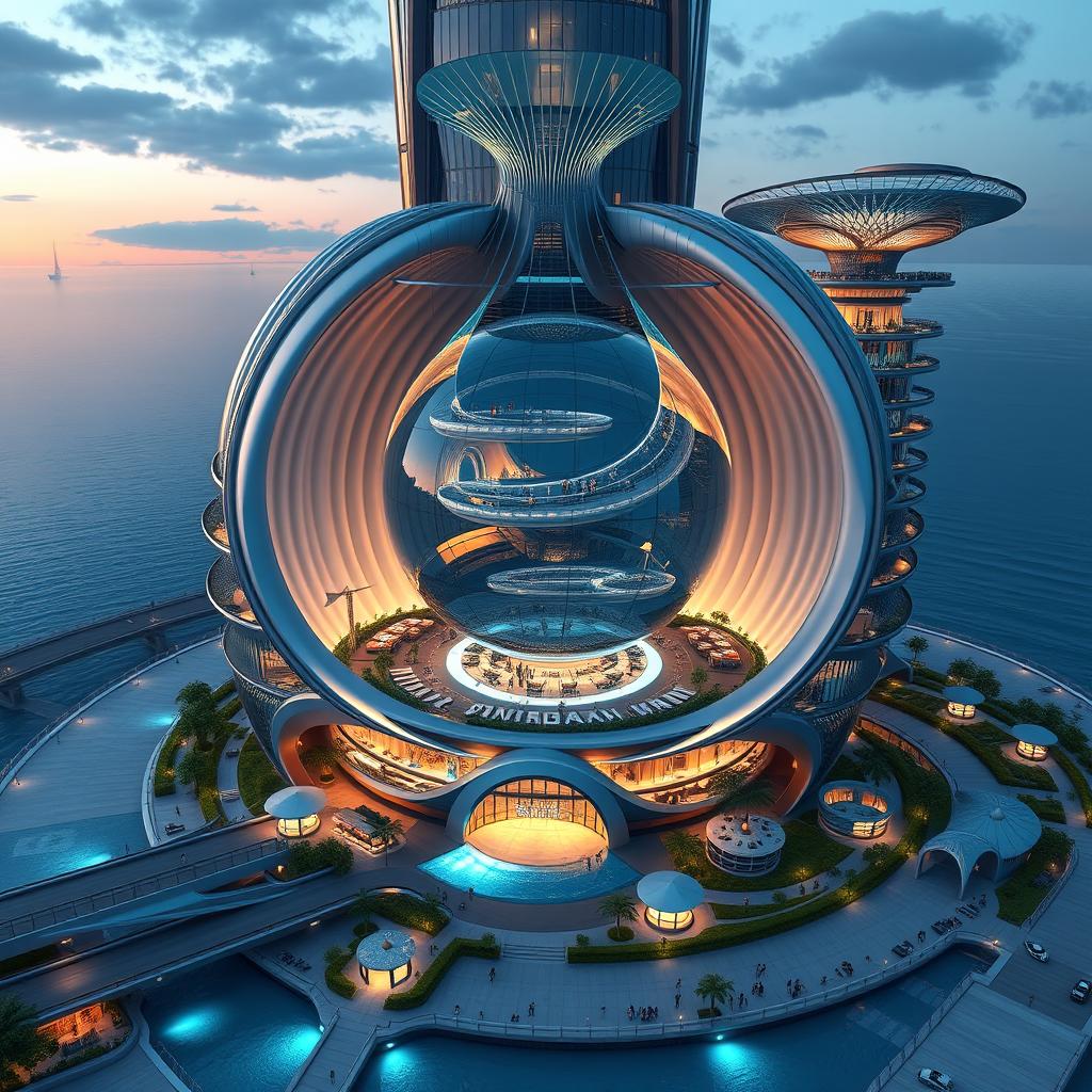 A stunning architectural visualization of the "EBEEAVIJAN" mixed-use residential-commercial tower