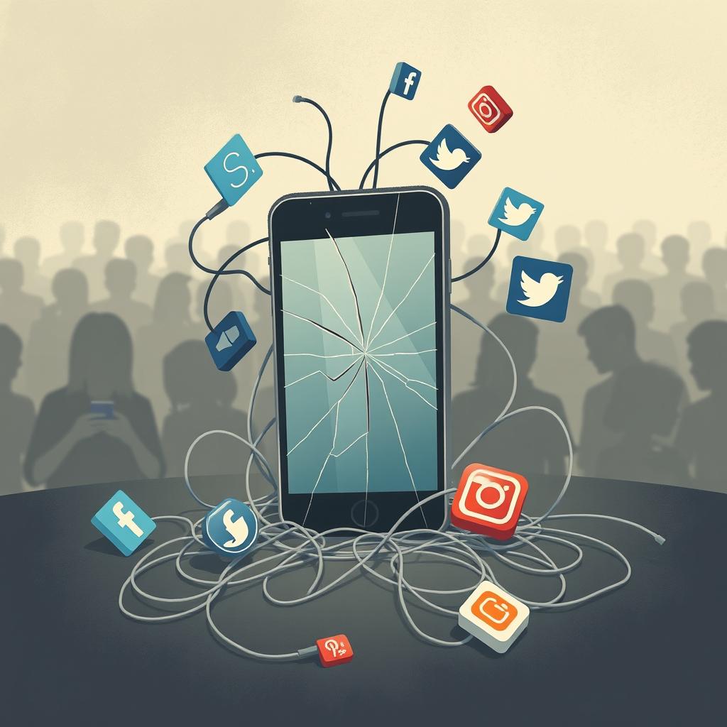 A creatively conceptualized illustration symbolizing the limitation of social media interaction